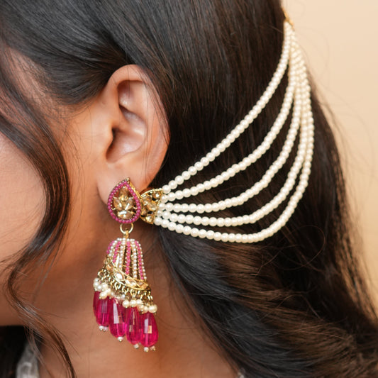 Maira Chain Earrings (Pink)