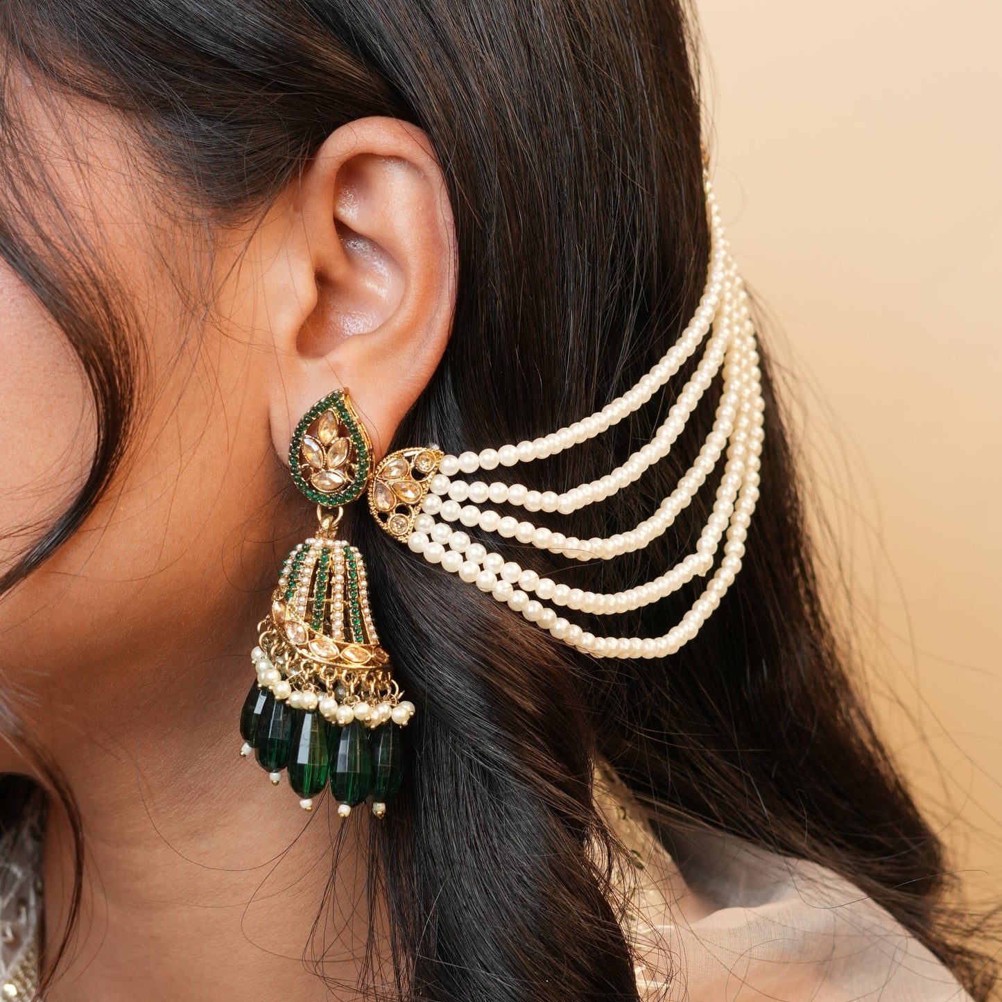 Maira Chain Earrings (Green)