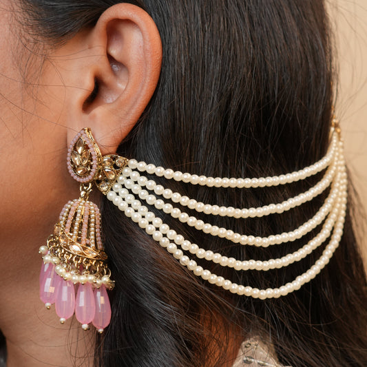 Maira Chain Earrings (Light-Pink)