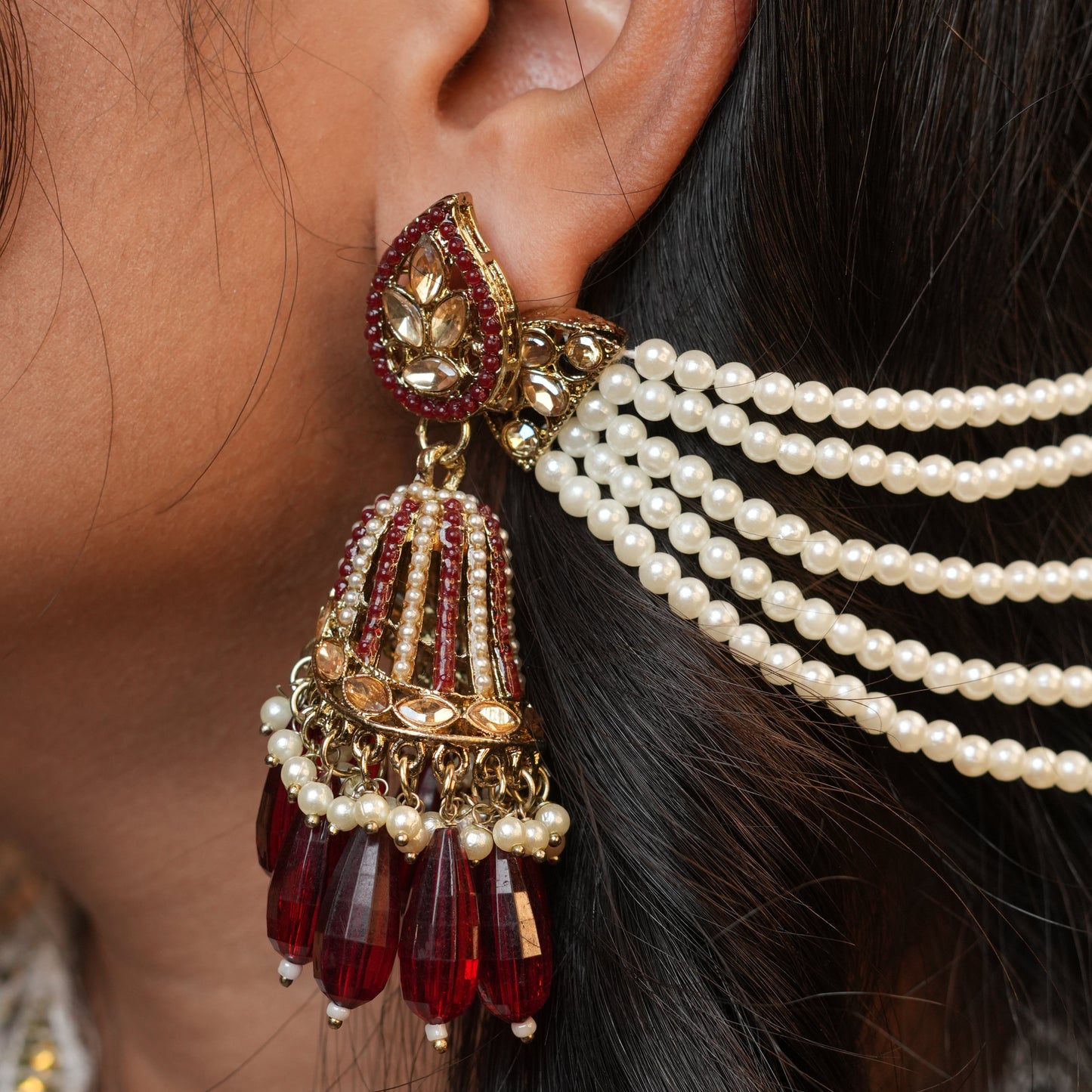 Maira Chain Earrings (Wine)