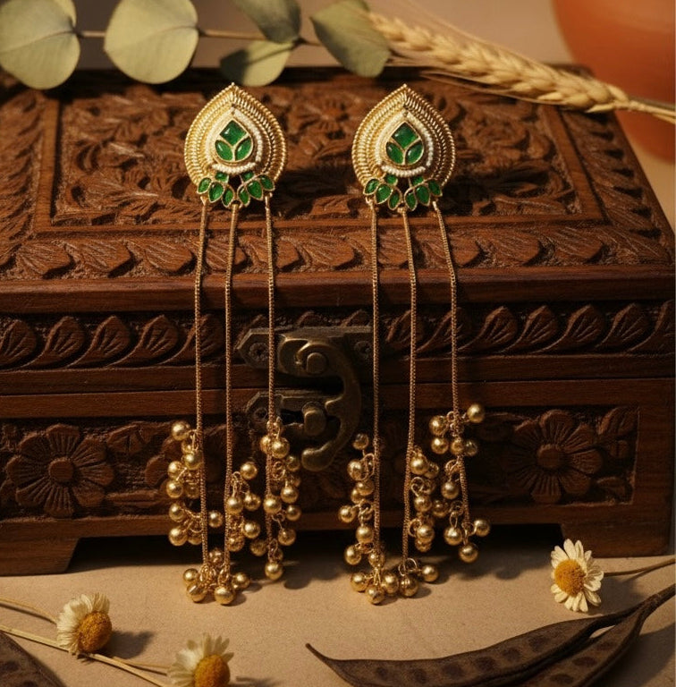 Aarohi Kashmiri Earrings (Green)