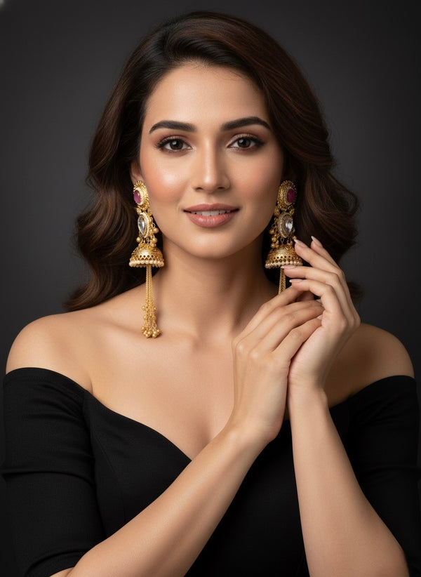 Kavya Kashmiri Earrings (Pink)