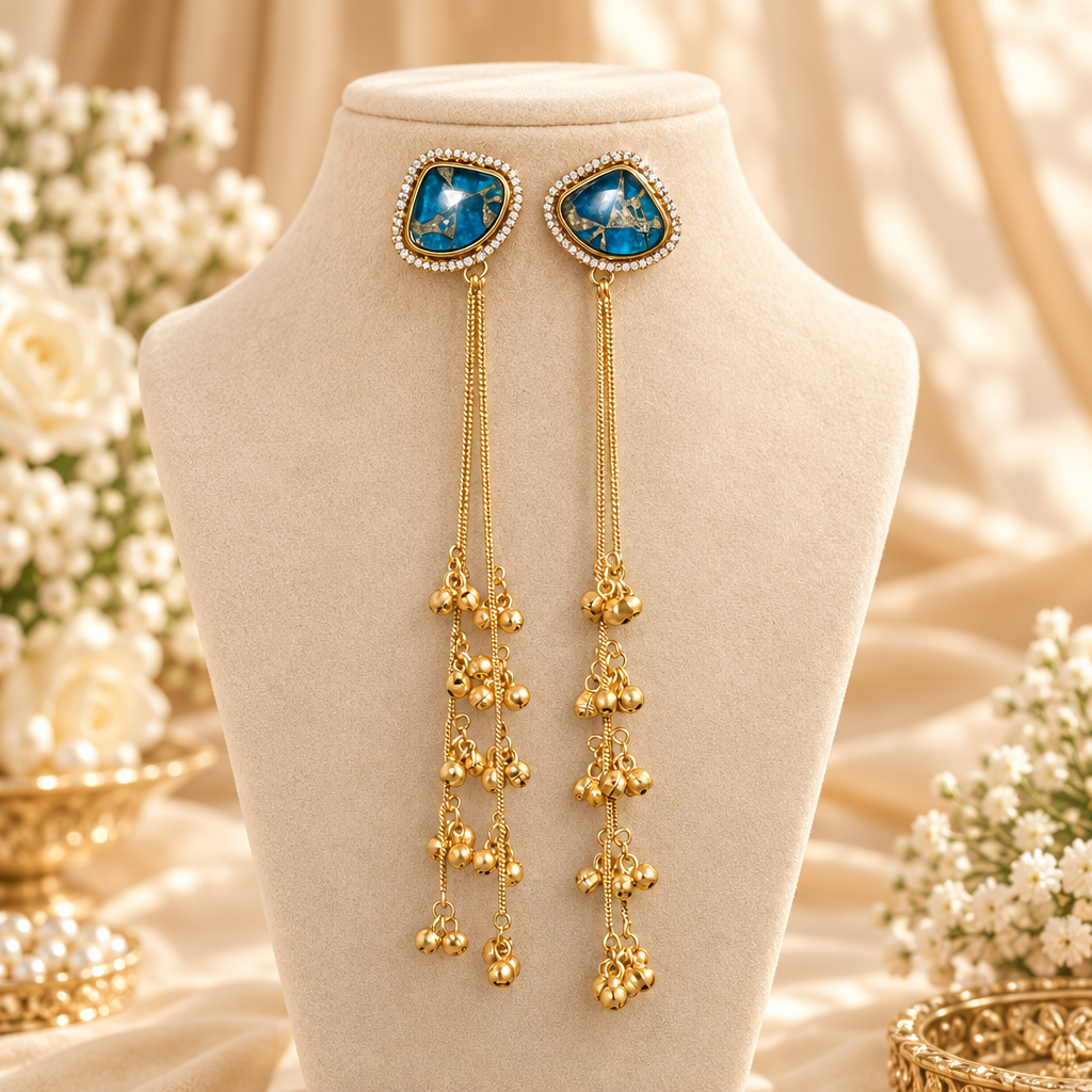 Nandani Kashmiri Earrings (Blue)