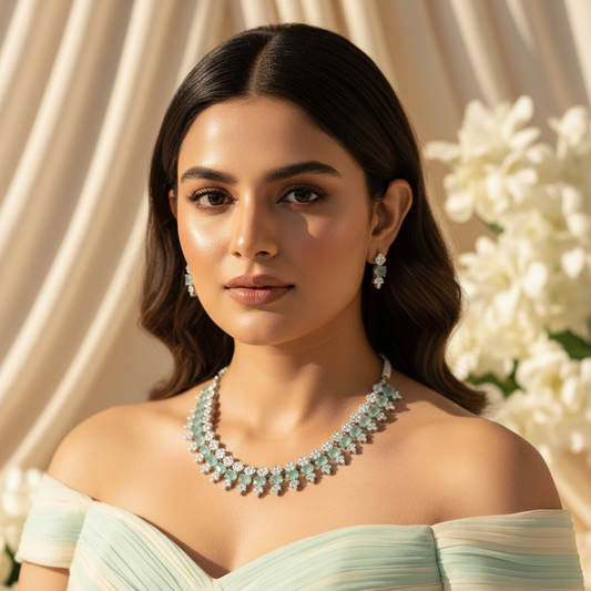 Luxe Line AD Necklace (Mint Green)