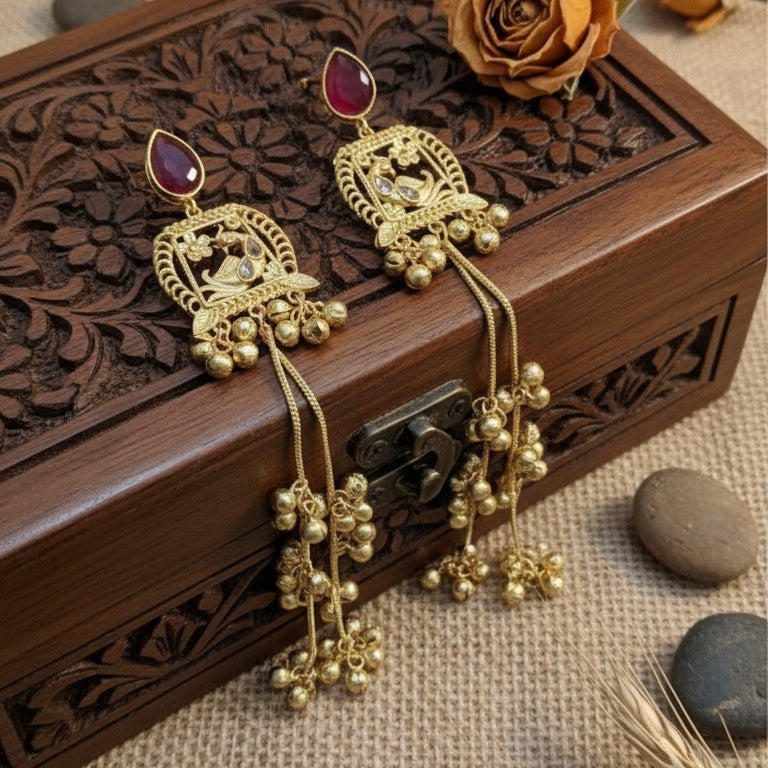 Zira Kashmiri Earrings (Wine)