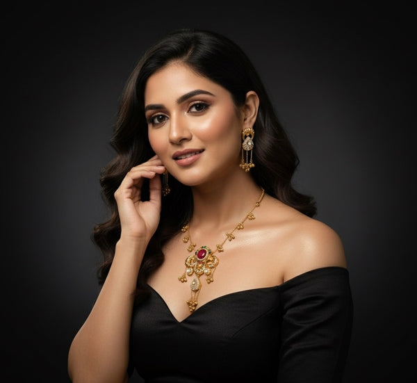 Sufi Kashmiri Necklace (Red with Multi-Colour)