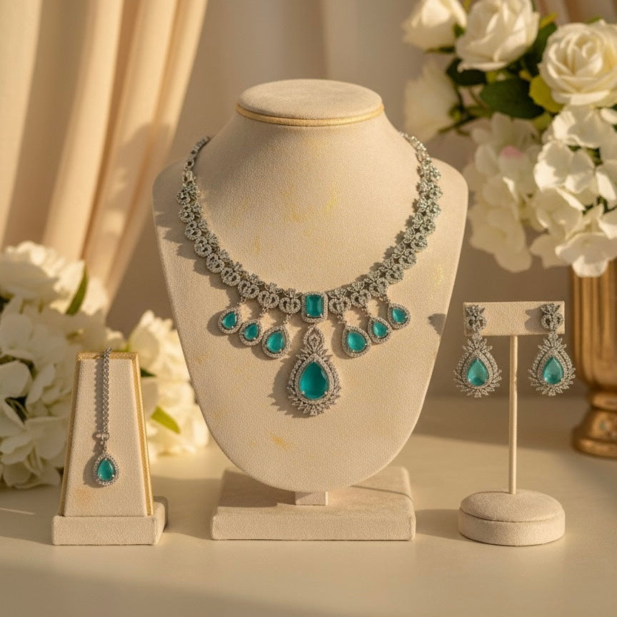 Diva AD Necklace (Mint Green)