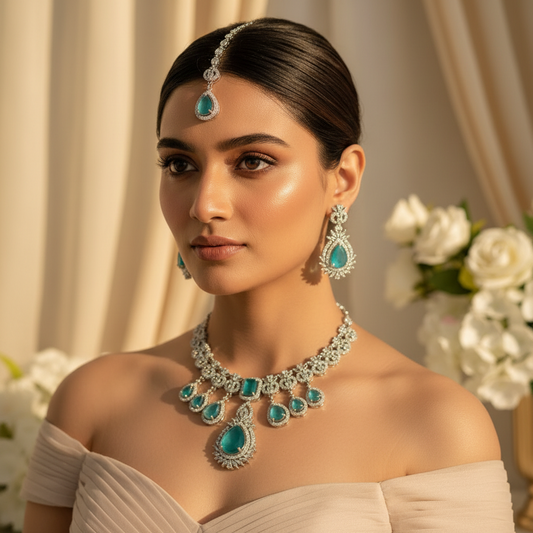 Diva AD Necklace (Mint Green)
