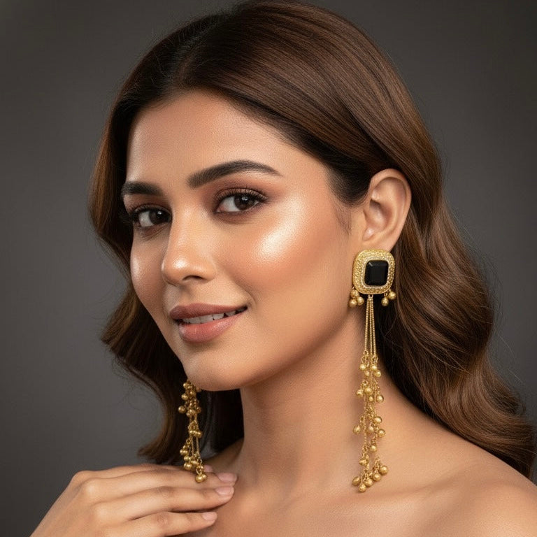Saanvi Kashmiri Earrings(Black)