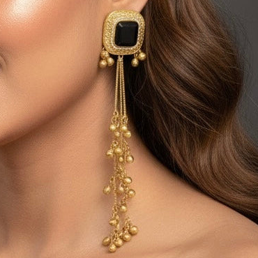 Saanvi Kashmiri Earrings(Black)