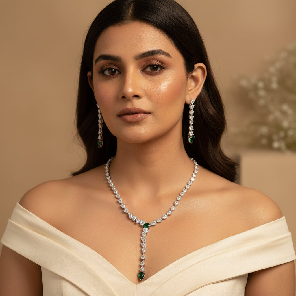 Elara Drop AD Necklace (Green)