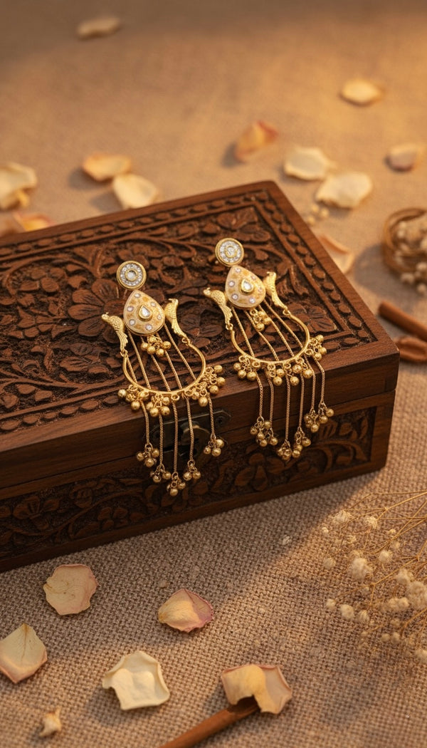 Moorni Kashmiri Earrings (Beige)