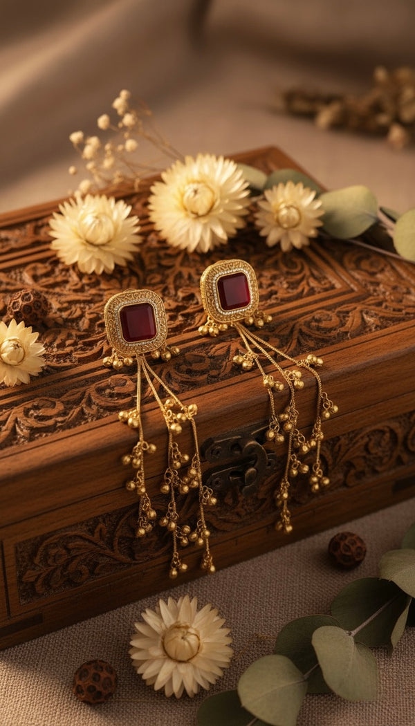 Saanvi Kashmiri Earrings(Wine)