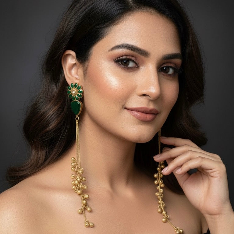Ruhi Kashmiri Earrings (Green)