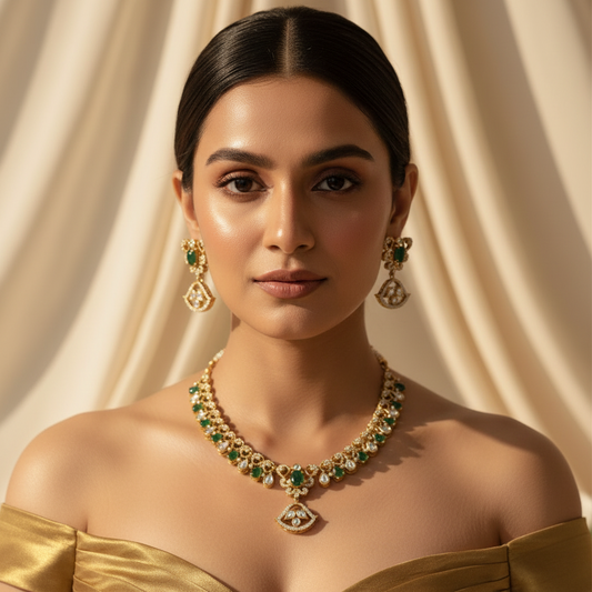 Ishani Kundan Necklace (Green)