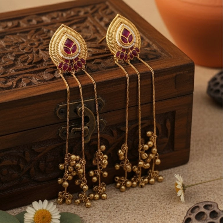 Aarohi Kashmiri Earrings (Pink)