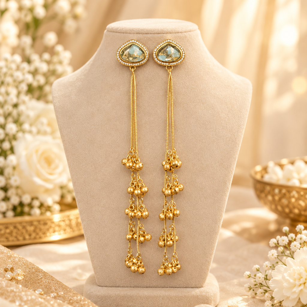 Nandani Kashmiri Earrings (Light-Green)