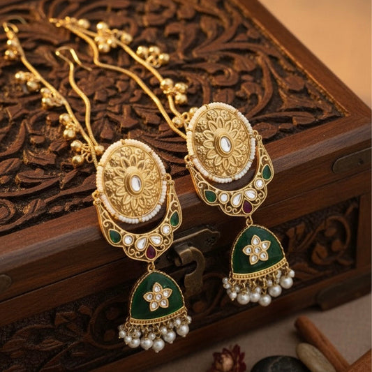 Noor Chain Earrings (Green)