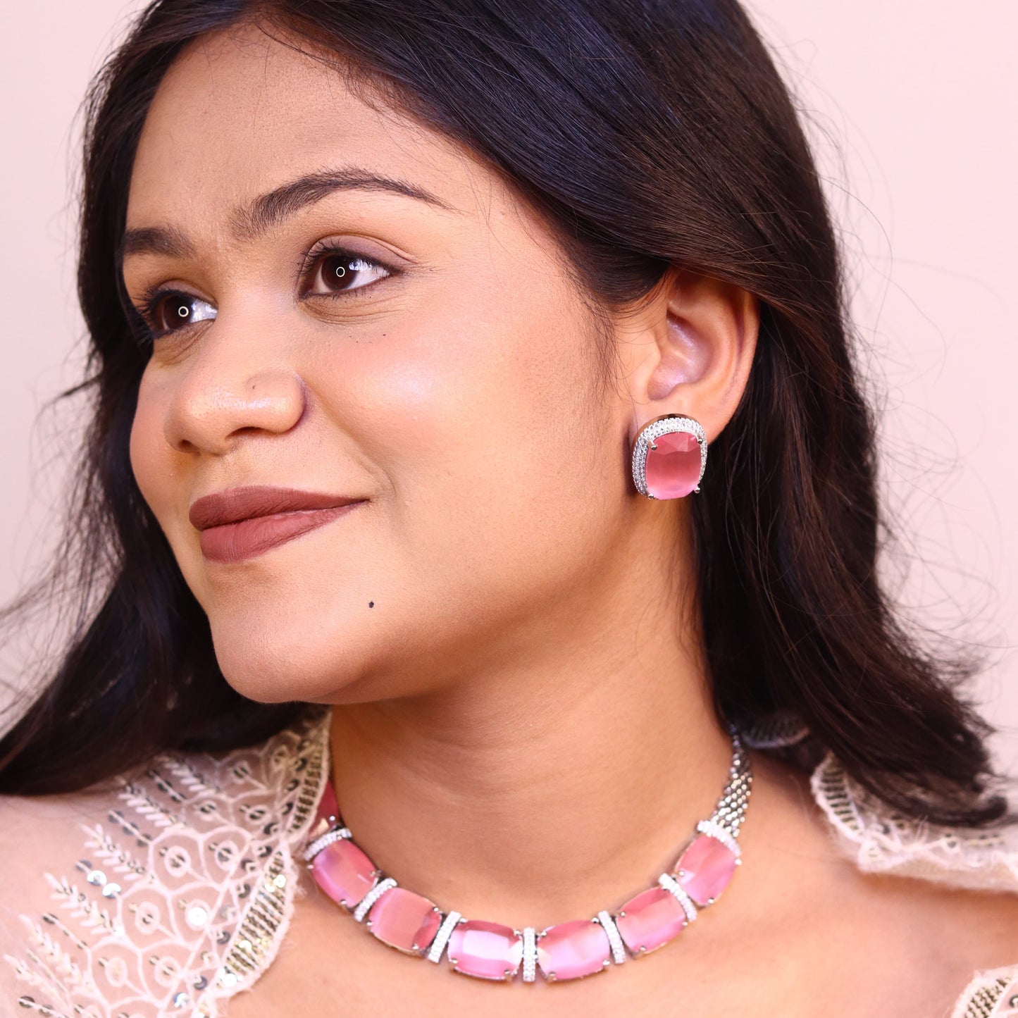 Orra AD Necklace (Pink)