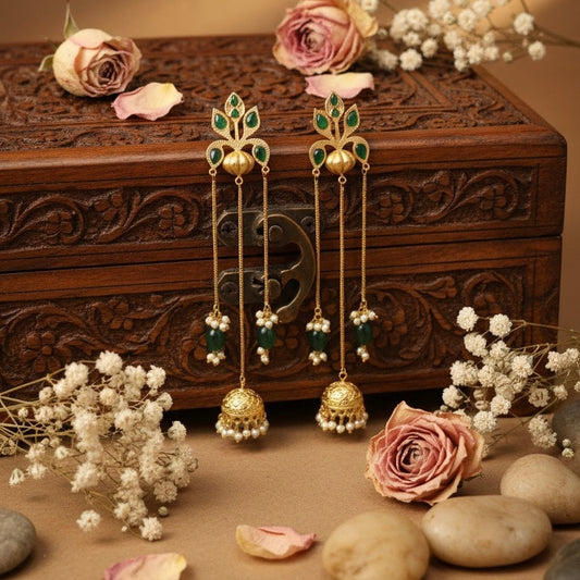 Gulnaz Kashmiri Earrings (Green)
