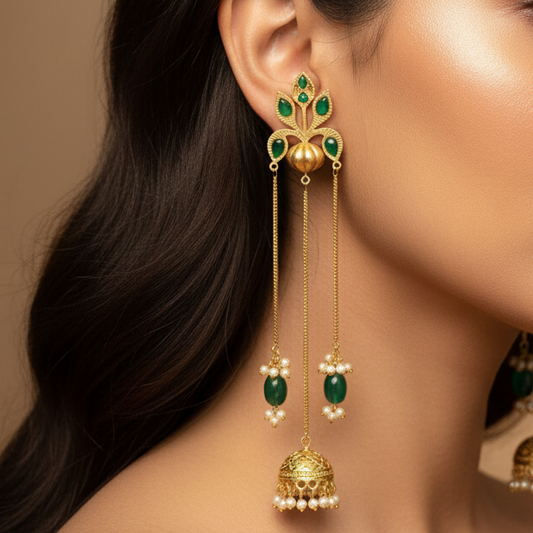 Gulnaz Kashmiri Earrings (Green)