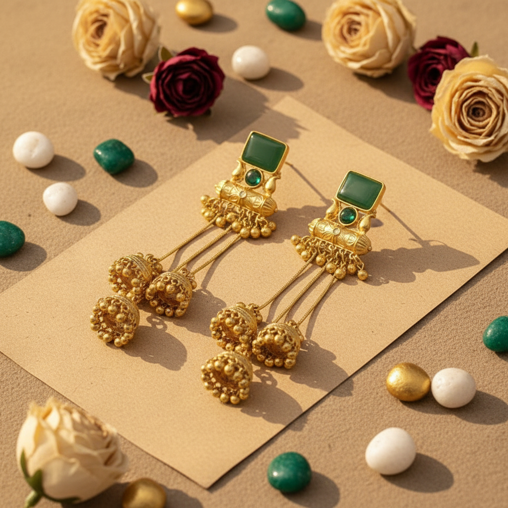 Roohi Kashmiri Earrings (Green)