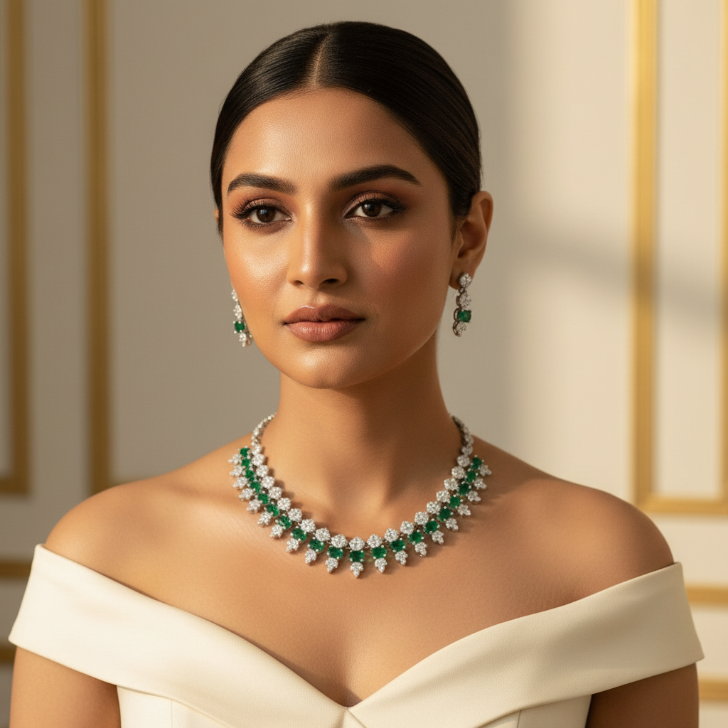 Luxe Line AD Necklace (Green)