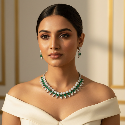 Luxe Line AD Necklace (Green)
