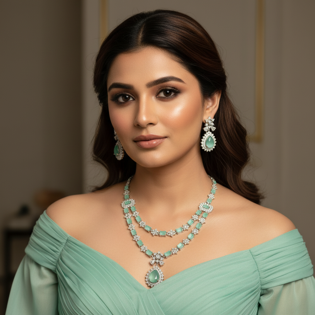 Regal Tier AD Necklace (Mint Green)