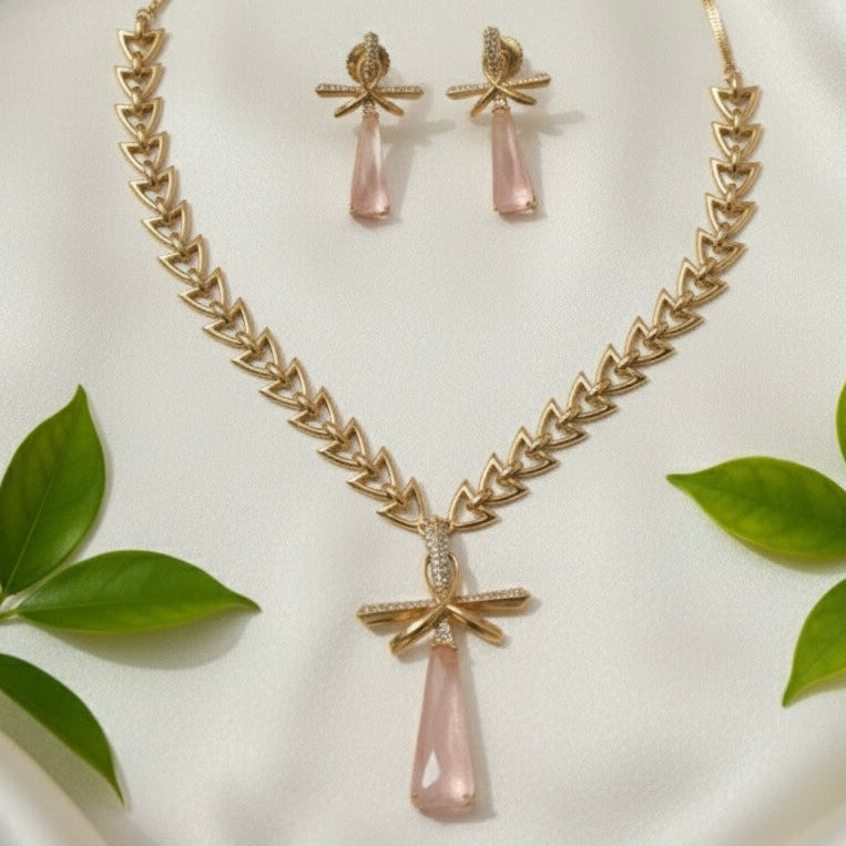 Blush Drop AD Necklace (Peach)