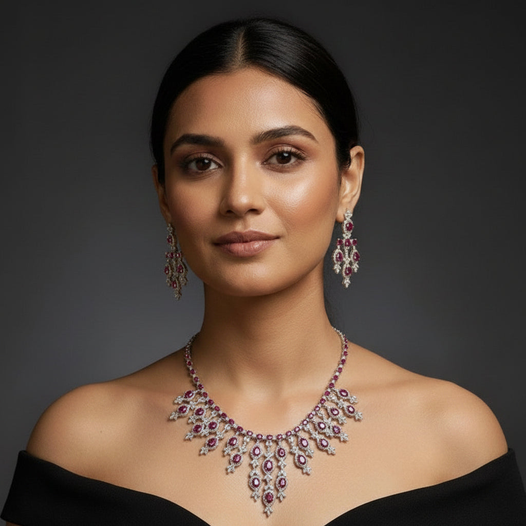 Imperial Bloom Ad Necklace (Rani Pink)