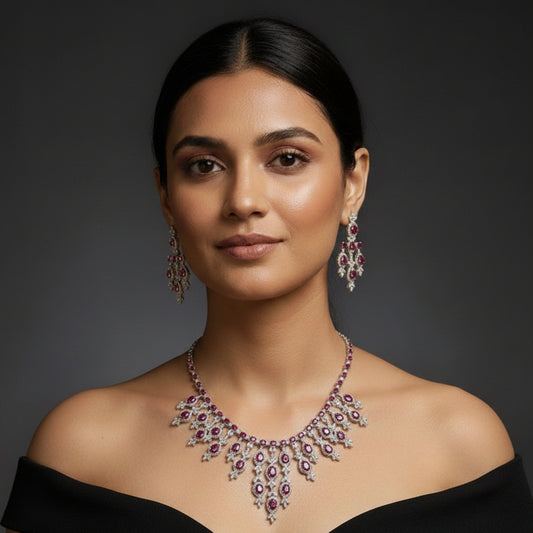 Imperial Bloom Ad Necklace (Rani Pink)