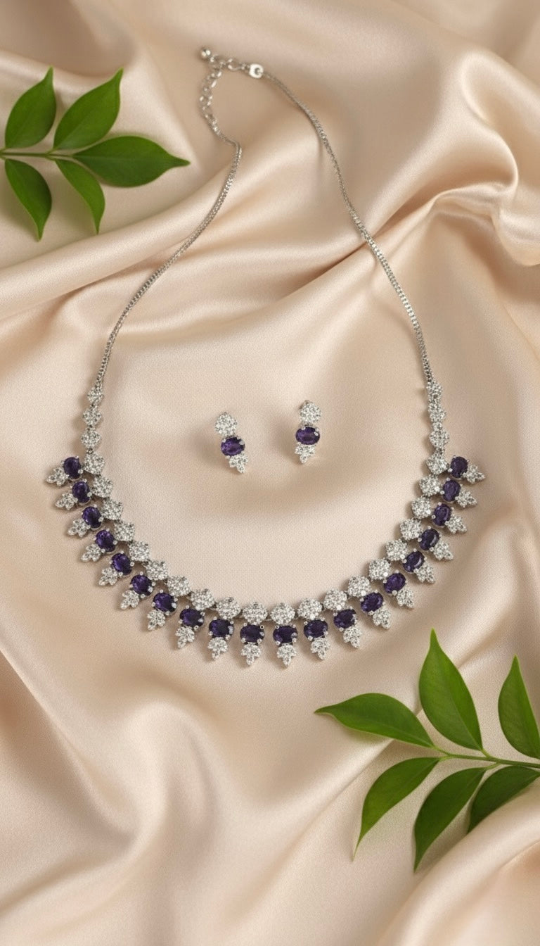 Luxe Line AD Necklace (Blue)