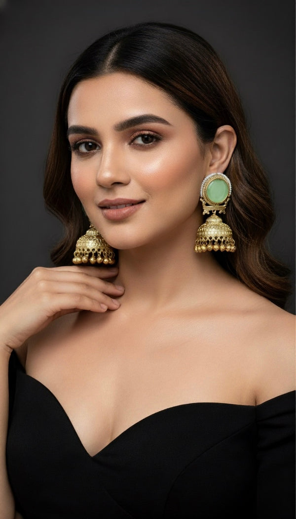 Heritage Jhumkas (Mint Green)