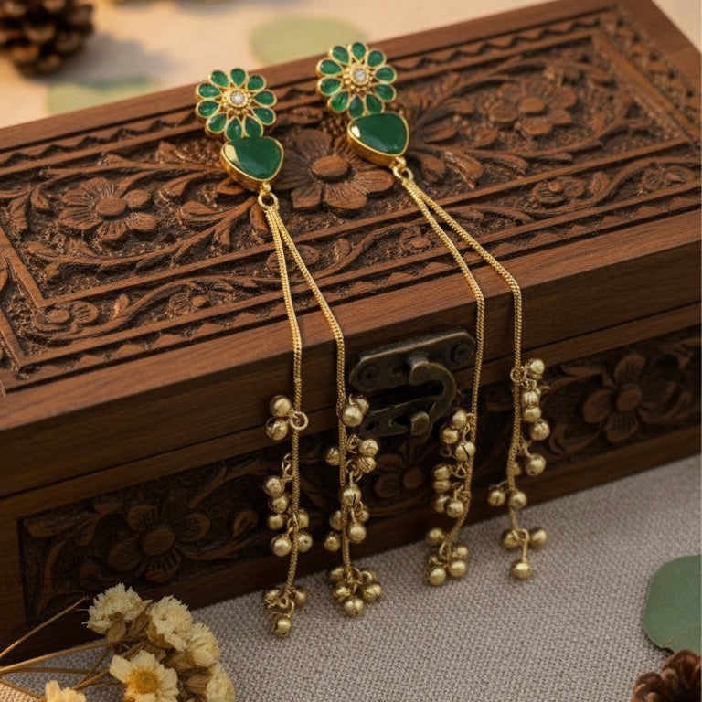 Ruhi Kashmiri Earrings (Green)