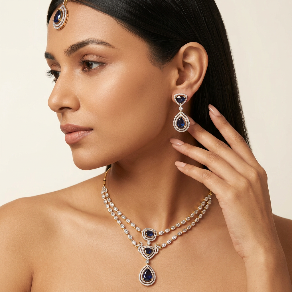 Myra AD Necklace Set (Purple)