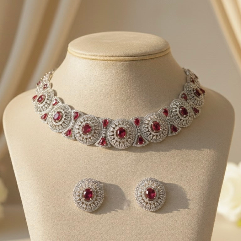 Elira AD Necklace (Dark Pink)