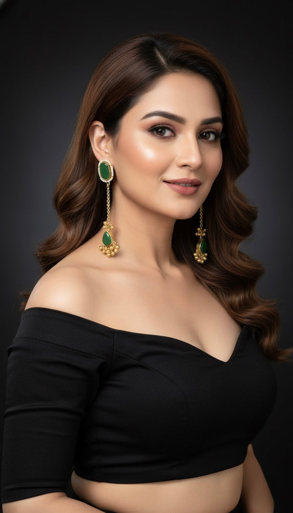 Ishika Kashmiri Earrings (Green)