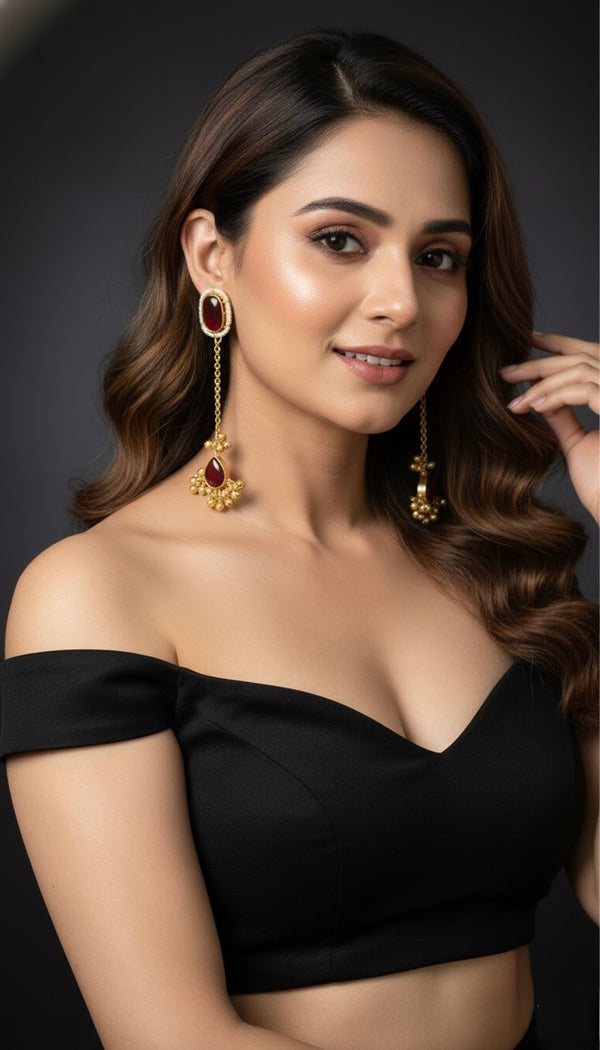 Ishika Kashmiri Earrings (Wine)