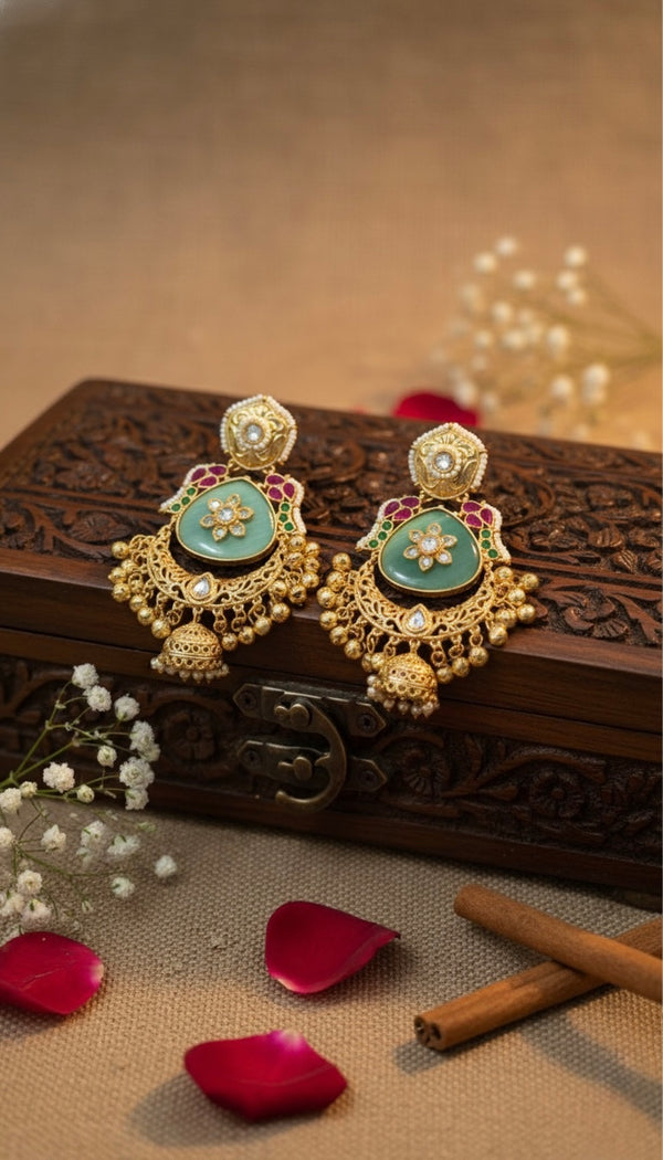 Kashvi Kashmiri Earrings (Mint Green)