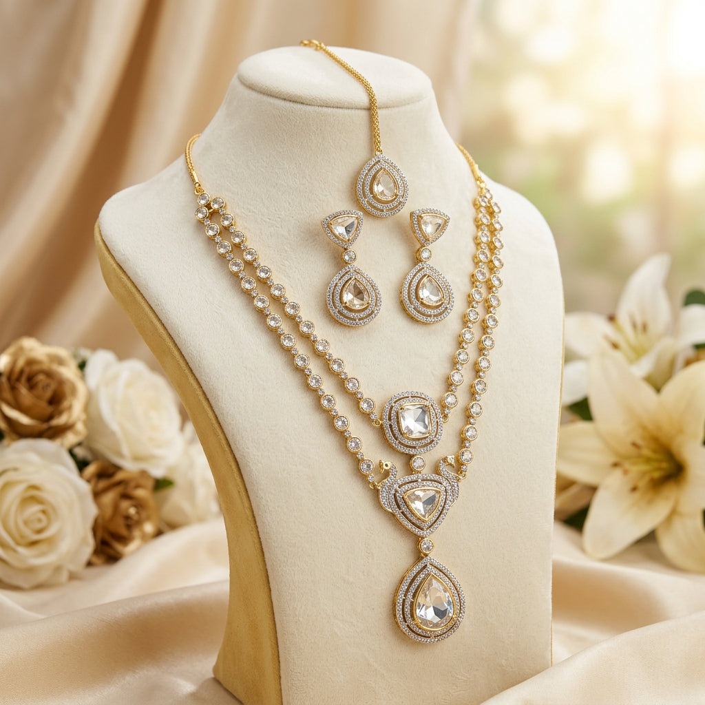 Samaira AD Necklace Set (Golden)
