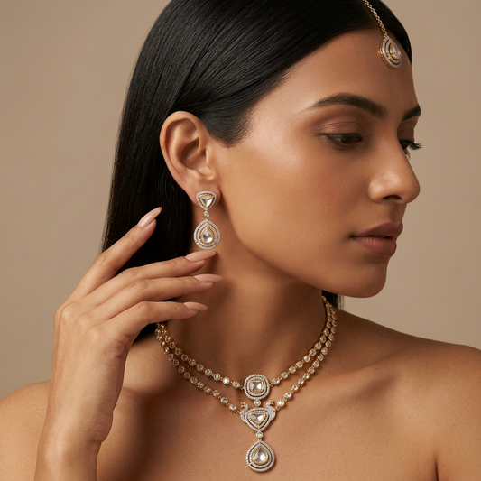 Samaira AD Necklace Set (Golden)