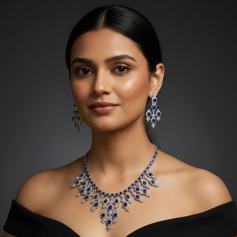 Imperial Bloom Ad Necklace (Blue)