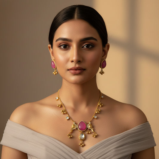 Aira Kashmiri Necklace (Pink)