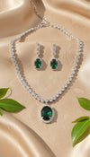 Regal Solitaire AD Necklace (Green)