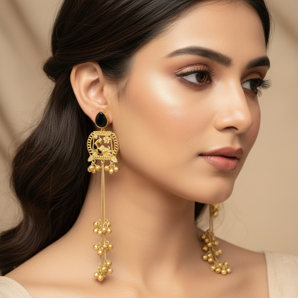 Zira Kashmiri Earrings (Black)
