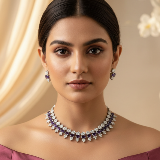 Luxe Line AD Necklace (Purple)