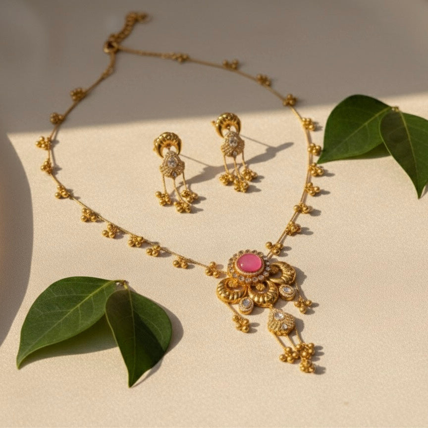 Sufi Kashmiri Necklace (Pink)