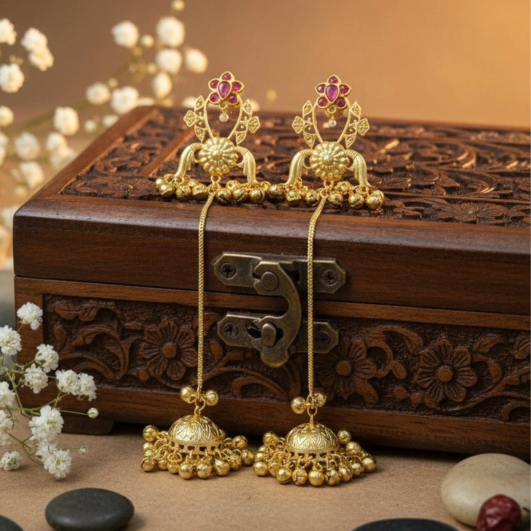 Lotus Kashmiri Earrings (Pink)