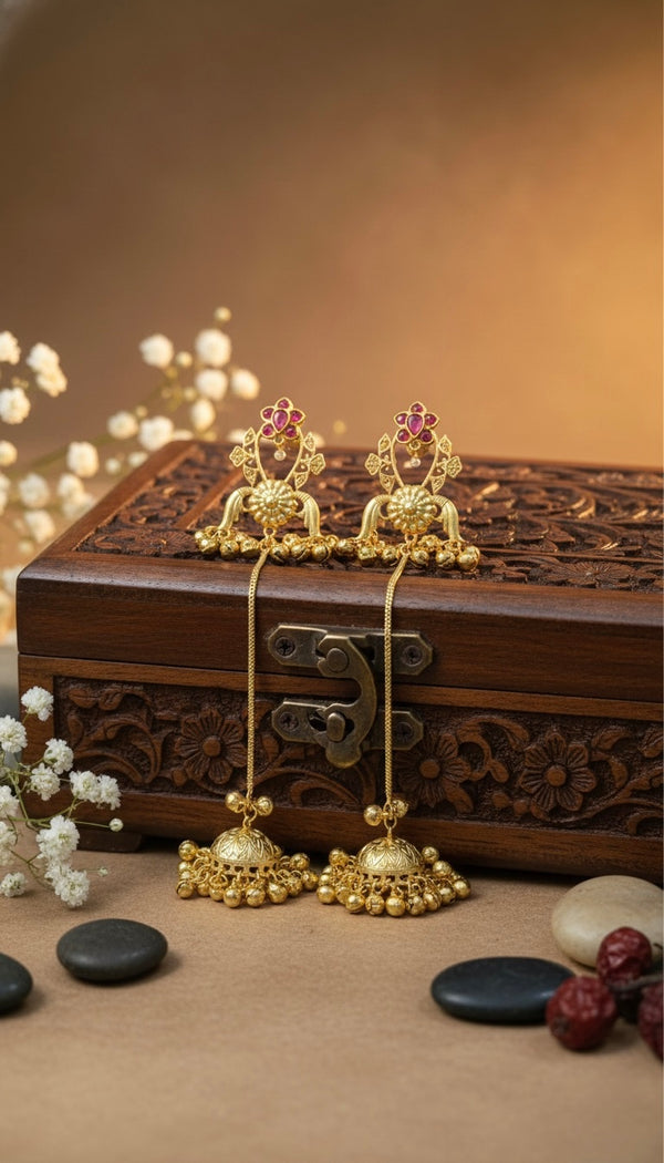 Lotus Kashmiri Earrings (Pink)